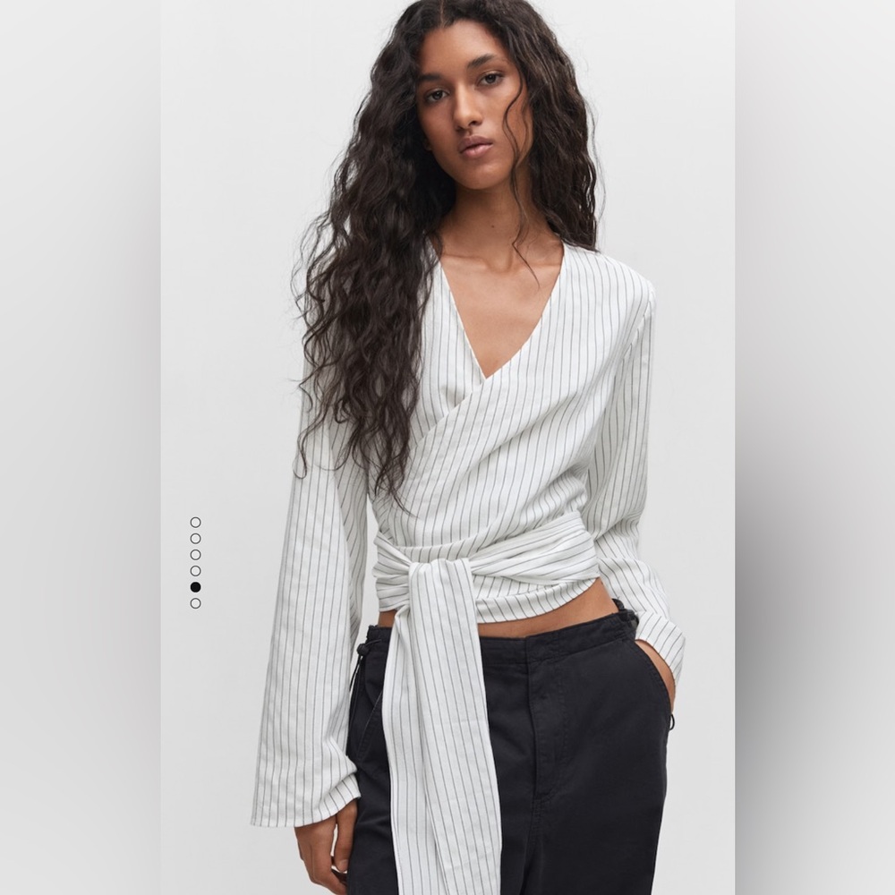 Mango NWT stripped wrap top long sleeve minimal medium